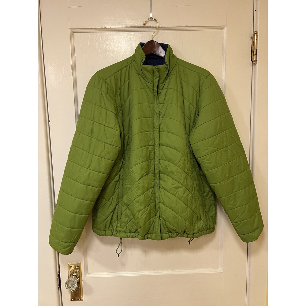 Land's End Kids Lime Green Puffer Jacket Size XL 18/20 Full Zip‎